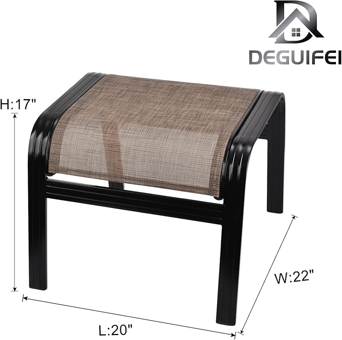 Patio Ottoman Outdoor Footstools Assembled Aluminum Footrest Small Seat for Balcony,Backyard 2 Pack Brown-Ruum Studio Home