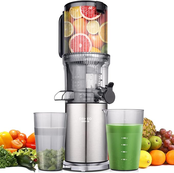 Juicer Machines, Cold Press Juicer with 5.0” Large Feed Chute Fit Whole Fruits & Vegetables, Stainless Steel Masticating Juicer With Pulp Seperation, 99% Juice Purity, 200W Quiet Motor, Easy to Clean-Ruum Studio Home