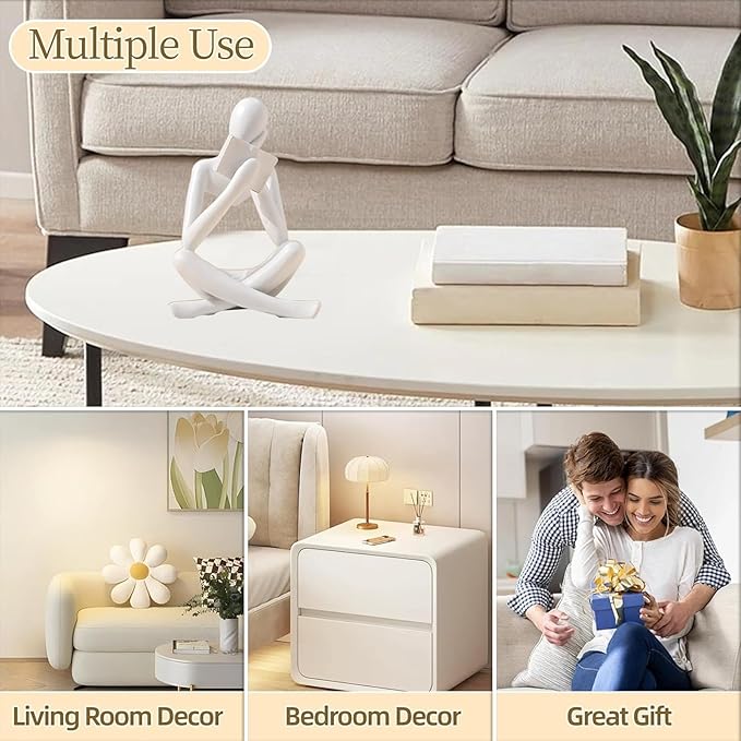 Bookshelf Decor Thinker Statue - Abstract Style Thinker Sculptures Modern Aesthetic Figurine Decoration Statues for Home Decor-Right Thinking-White-Ruum Studio Home