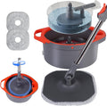 Spin Mop and Bucket Set with Separate Dirty and Clean Water,360° Self Cleaning Mop and Bucket System with Widened Foldable Handle,2 Replaceable Mop Pads,Square Mops for Floor Tile Marble Wall Cleaning-Ruum Studio Home