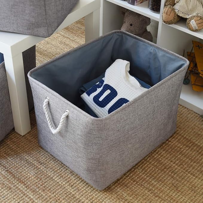 TheWarmHome Storage Baskets for Organizing, Sturdy Fabric Storage Basket , Foldable Storage Baskets for Shelves Closet Nursery Toy (Grey 3 Pack 20.5×15.7×13.8inch)-Ruum Studio Home
