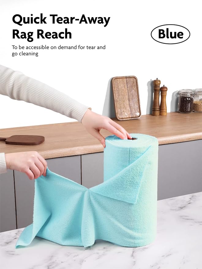 Fantasticlean Microfiber Cleaning Cloth Roll -75 Pack, Tear Away Microfiber Towels, 12" x 12", Reusable, Washable, Scratch Free, Ultra Absorbent Dish Rags for Car, Home, Garage or Shop (Blue)-Ruum Studio Home