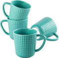 Ceramic Coffee Mugs 15 oz, Large Waffle Embossed Mug Set with Handle, Unique Coffee Cups for Latte, Cappuccino, Cocoa, Hot Tea, Mocha, Milk, Housewarming Wedding Present - Set of 4 (Turquoise)-Ruum Studio Home