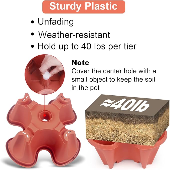 Vertical Planter 7 Tier Stackable Planters Garden Planters Strawberry Herb Flower and Vegetable Planter Indoor Outdoor Gardening Pots with Removable Wheels and Tools-Ruum Studio Home