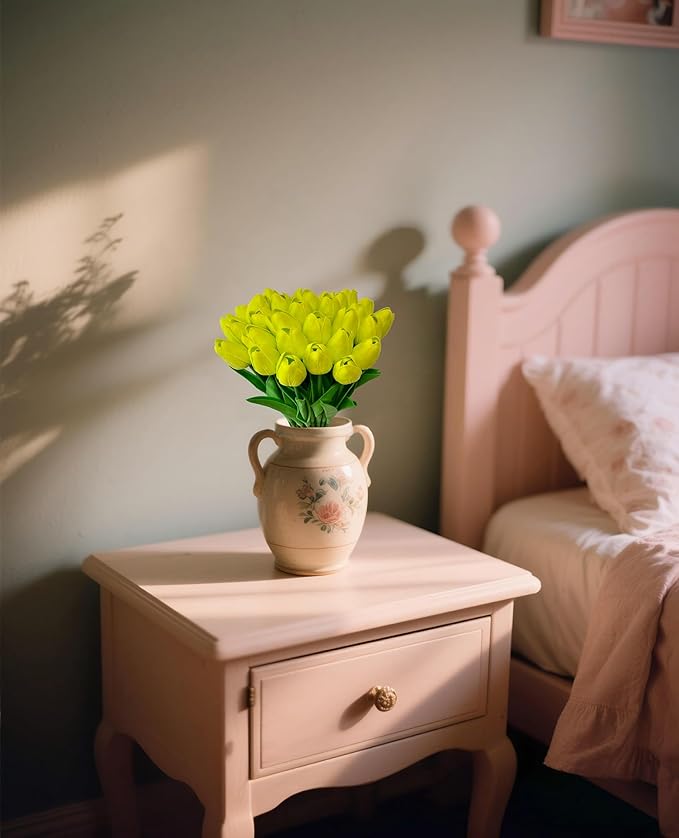 Fake Tulips Flowers 15 Pcs PU Artificial Flower Real Touch Tulip for Home Party Wedding Floral Arrangement Centerpiece Table Party Decoration-Ruum Studio Home