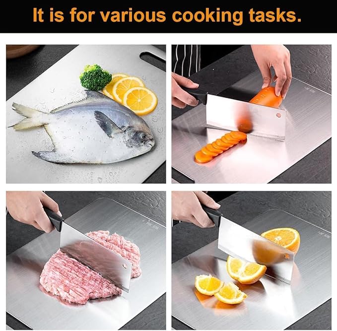 Titanium Cutting Boards for Kitchen - 100% Pure Titanium Cutting Board - Double Sided Food Grade Quality Cutting Boards - Easy to Clean and Store (14"L x 10"W)-Ruum Studio Home