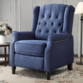 EBELLO Pushback Recliner Chair, Fabric Armchair Push Back Recliner with Rivet Decoration, Single Sofa Accent Chair for Living Room, Bedroom, Navy Blue-Ruum Studio Home