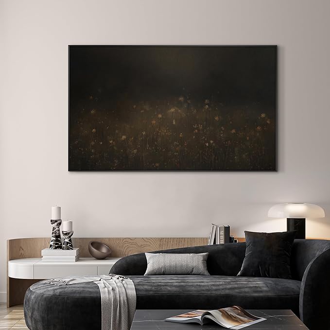 SIGNWIN 36"x60" Extra Large Framed Wall Art Dark Floral Meadow Moody Wildflower Field in Deep Earthy Tones Illustration for Home Living Room Bedroom Decor (Frame Assembly Required)-Ruum Studio Home