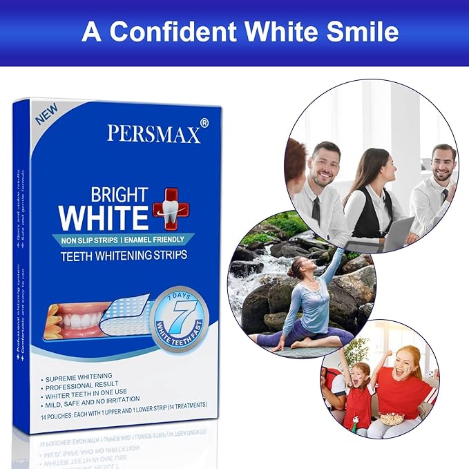 Teeth Whitening Strips for Teeth Sensitive, Non-Slip Enamel-Safe Strips, Professional and Safe Teeth whitening Strips, for Smoking/Coffee/Soda/Wine Stain, 14 Treatments 28 Strips (Mint)-Ruum Studio Home
