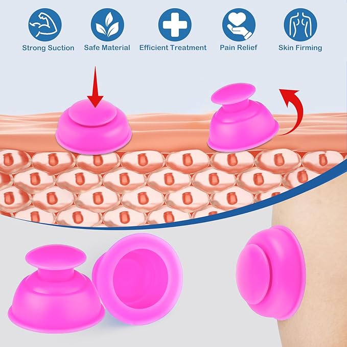 Silicone Cupping Therapy Sets 10pcs,Professional Vacuum Cupping for Myofascial Massage/Joint Pain/Anti Cellulite/Deep Muscle Relief & More(10pcs,Pink)-Ruum Studio Home