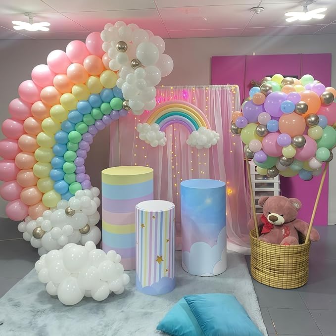 Rainbow Linking Balloons, 130PCS Colorful Quick Link Balloons Assorted, Multicolor Connecting Balloon Arch Kit for Kids Girls Baby Shower Easter Rainbow Unicorn Theme Birthday Party Decorations-Ruum Studio Home