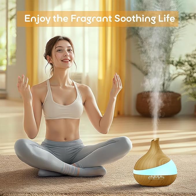 500ML Essential Oil Diffuser: Aroma Diffuser with Remote Control for Hotel Spa Yoga Room - Humidifiers for Bedroom with 14 Colors LED Night Light for Kids/Women Home Relaxation-Ruum Studio Home