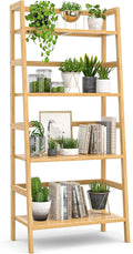 Homykic Bamboo Bookshelf 4-Tier Ladder Shelf, 49.2” Freestanding Open Bookcase Book Shelf Bathroom Storage Shelf Unit Plant Stand for Small Space, Bedroom, Living Room, Home Office, Natural-Ruum Studio Home