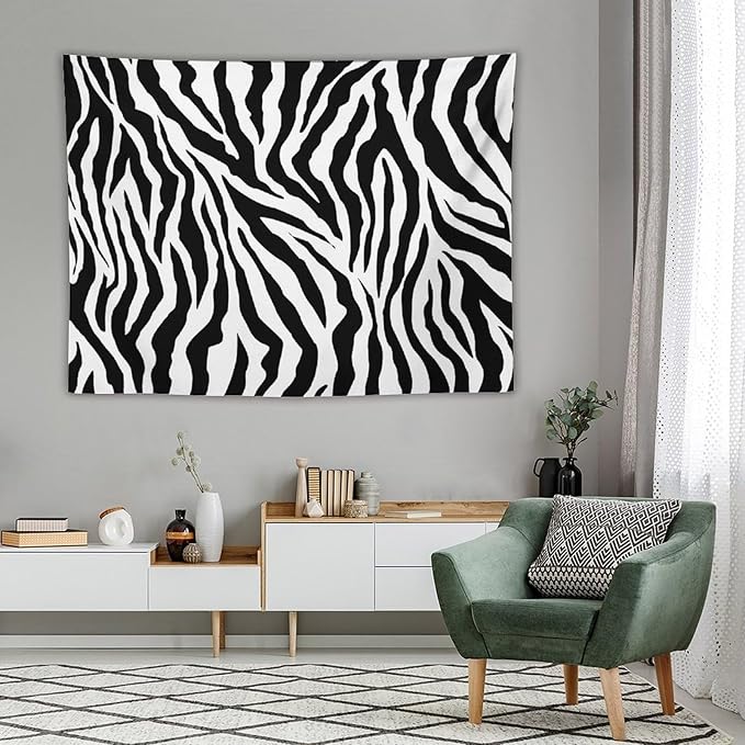 HZOHNAGO Zebra Print Tapestry Nature Wild Animals Black and White Stripe Printed Wall Tapestry Painting Wall Hanging for Bedroom Living Room Dorm 80" W x 60" H-Ruum Studio Home