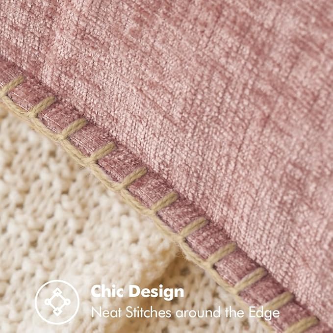 MIULEE Pack of 2 Couch Throw Pillow Covers 24x24 Inch Blush Pink Farmhouse Decorative Pillow Covers with Stitched Edge Soft Chenille Solid Dyed Spring Pillow Covers for Sofa Bed Living Room-Ruum Studio Home
