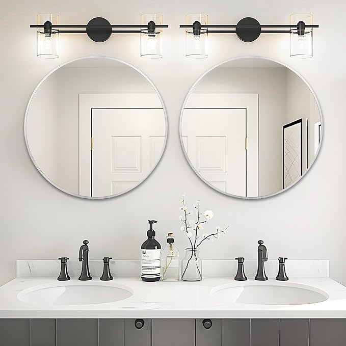 Fabuday Silver Round Mirror 28 Inch - Big Circle Mirror for Bathroom, Living Room, Hallway, Entryway, Matte Aluminum Frame Circular Mirrors for Wall Decor-Ruum Studio Home