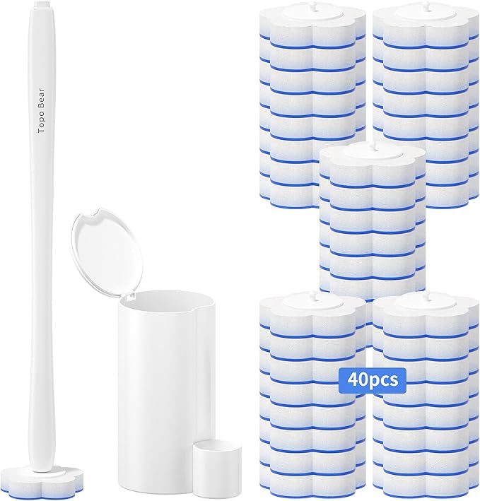 Disposable Toilet Bowl Brush with 40 Toilet Wand Refills, Toilet Bowl Cleaner Wands, Toilet Cleaning System Starter Kit-Ruum Studio Home