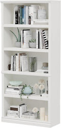 70-Inch Tall White Bookcase, 5 Tiers Shelves Open Storage Bookshelf, 33 in Wide Anti Tipping Indoor Furniture, Book Cases for Home Library Office Bedroom School-Ruum Studio Home