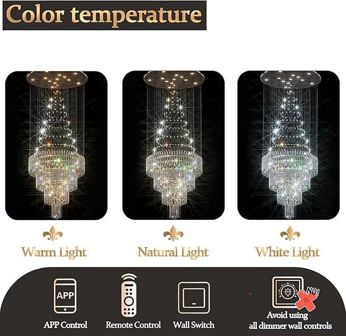 Flashing God D32''X H110'' High Ceiling Chandelier Crystal Raindrop Chandeliers Staircase Large Chandelier Villa Entrance Foyer Ceiling Light High Ceiling Pendant Light Fixture-Ruum Studio Home