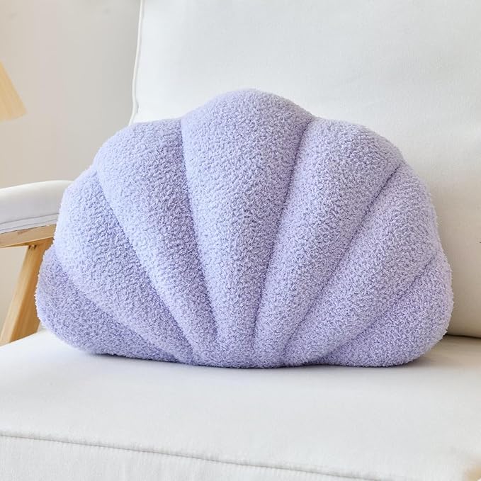 Lavender Seashell Throw Pillows, Shell Shaped Throw Pillows, 13 Inch Soft Home Decorative Pillow Plush Cushion for Bed Couch Living Sofa Room Decor Accent Throw Pillow-Ruum Studio Home