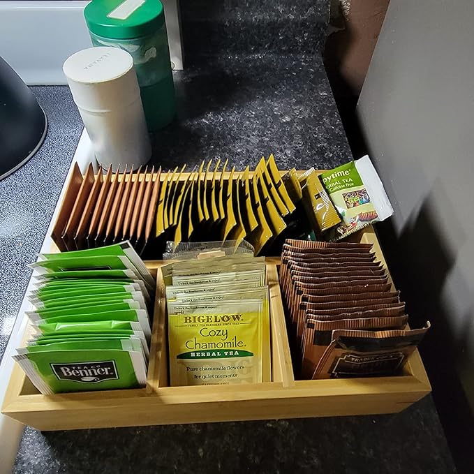 Tea Bag Holder and Storage Organizer - Sugar Packet and Coffee Station Condiment Organizer-Ruum Studio Home