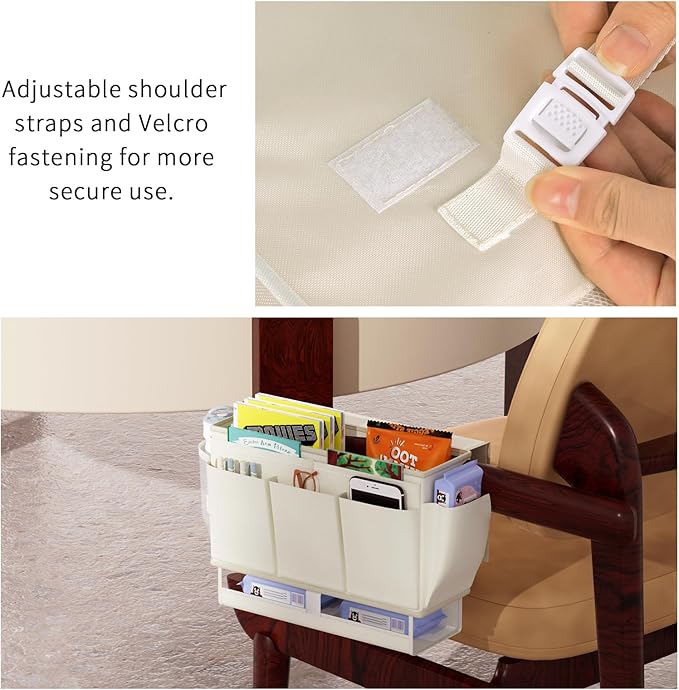 Bedside Caddy, Bed Organizer with 11 Pockets and Power Strip Holder,Versatile Bedside Storage Caddy for Home,Dorm,Bunk,Hospital,Crib Bed (2 Pack White)-Ruum Studio Home