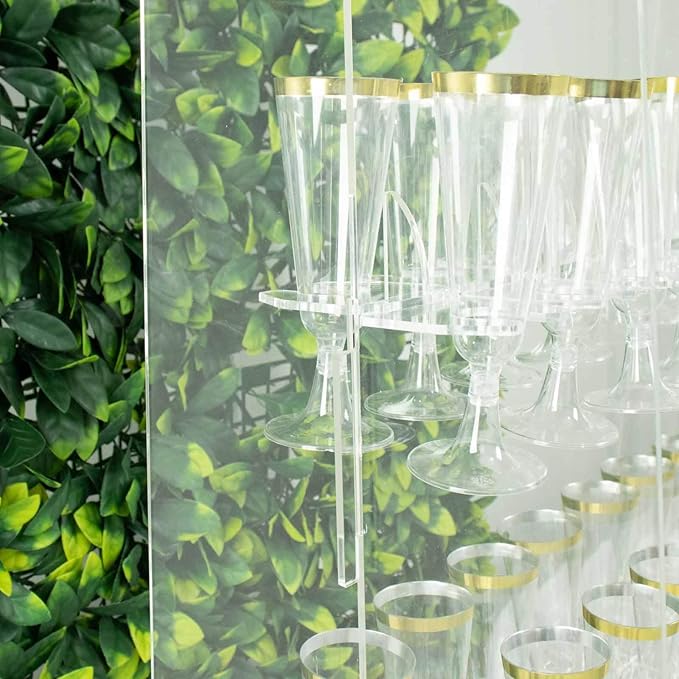 Tableclothsfactory 20 Pack | 3" Clear Acrylic Glass Holder Hooks for Double Side Display On Champagne Rack Stand-Ruum Studio Home