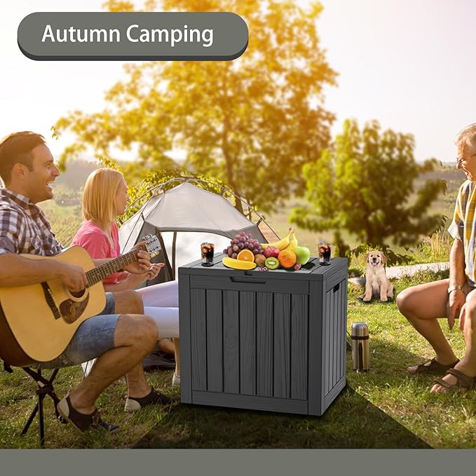 35 Gallon Outdoor Storage Box Waterproof Lockable Resin Deck Box Large, Patio Storage Bin for Pool Accessories Cushion Furniture, Garden Tools, UV-Resistant Outside Delivery Black-Ruum Studio Home