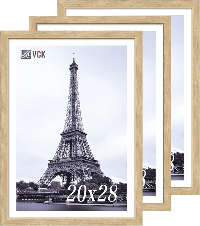 VCK 20x28 Picture Frame Set of 3 - Oak, Natural Solid Wood Poster Frames, Wall Mounting Hanging-Ruum Studio Home