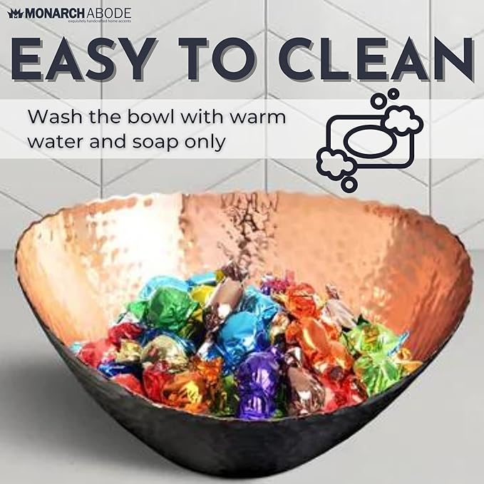 Monarch Abode Hand Hammered Decorative Bowl for Home Decor, 7.5-Inch White and Copper Plated – Key Bowl for Entryway Table, Catch All, Decorative Fruit Basin, Key Holder, Bowls for Home Decor-Ruum Studio Home