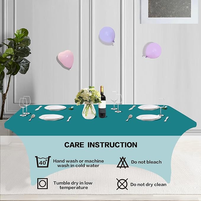 IVAPUPU 2 Pack 4FT Table Cloth for Rectangular Fitted Events Stretch Lake Blue Table Covers Washable Cover Spandex Tablecloth Protector for Party, Wedding, Cocktail, Banquet, Festival-Ruum Studio Home