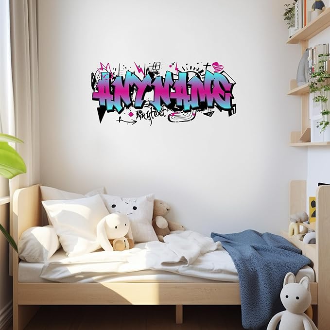 Custom Graffiti Wall Decal Personalized Graffiti Name Fitness Gym Workout Room Wall Decals and Stickers for Nursery, Room Walls Decor, Peel & Stick Name Decals for Walls-Ruum Studio Home