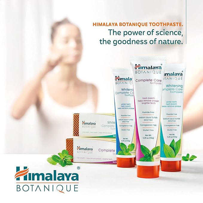 Himalaya Botanique Complete Care Toothpaste, Simply Spearmint, Fluoride Free Plaque Reducer for Brighter Teeth and Fresh Breath, 5.29 oz, 2 Pack-Ruum Studio Home