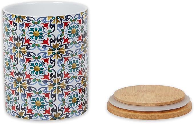 DII Kitchen Ceramics Collection Canister Set, Floral Tile, 3 Piece-Ruum Studio Home