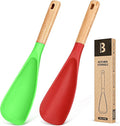 Cooking Spoon for Nonstick Cookwares, Great for Cooking and Serving Sturdy BPA-Free Matte Silicone, Wood Handle Spoon for Mixing, Scoop, and Scrape (AGR, 11.4 inch)-Ruum Studio Home