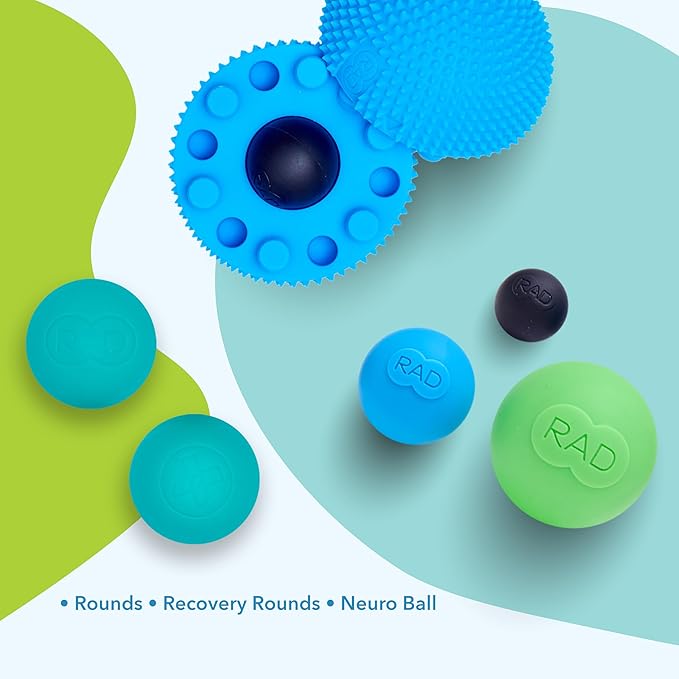 RAD Baller Bundle – Myofascial Release Balls for Full Body Mobility & Recovery, Trigger Point Relief – Includes Rounds (Set of 3), Recovery Rounds (Set of 2), and Neuro Ball Foot Roller-Ruum Studio Home