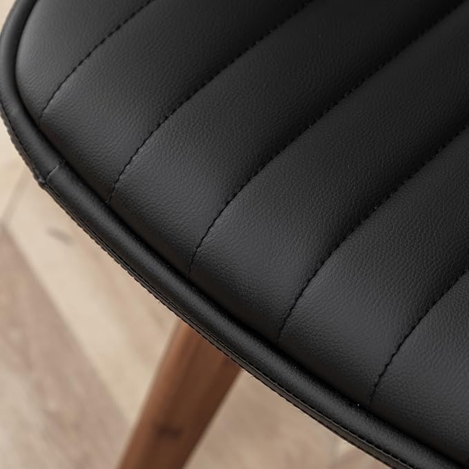 LUNLING Swivel Dining Room Chairs Set of 2, Mid Century Modern Black Faux Leather Kitchen Chairs with Arms,Bamboo Legs Side Chairs No Wheels,Accent Chair for Dining Rooms and Offices-Ruum Studio Home