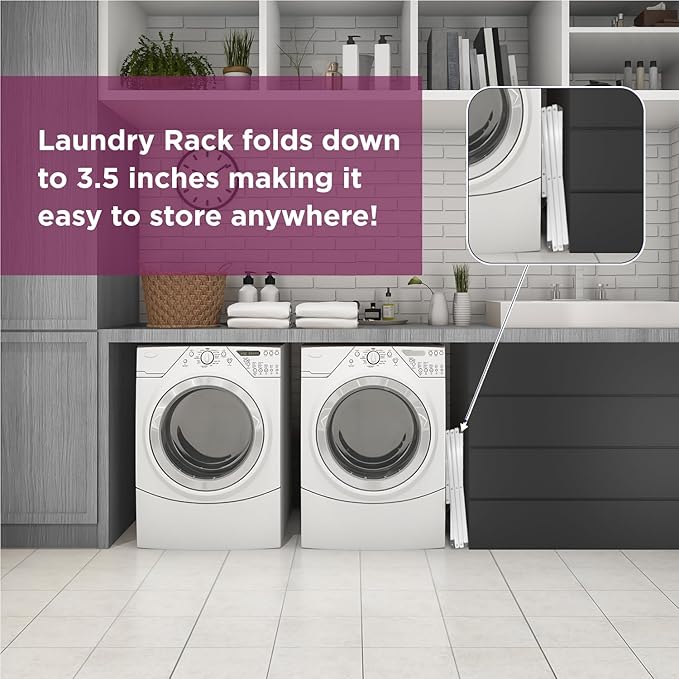 BLACK+DECKER 3 Tier Expandable Collapsing Foldable Laundry Rack for Air Drying Clothing, Space Saving Heavy Duty Lightweight Metal Drying Rack(White)-Ruum Studio Home