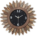 Honiway 14 Inch Wall Clock, Rustic Wood Boho Sunburst Decorative Wall Clocks Battery Operated Silent Non Ticking Farmhouse Small Wall Clocks for Living Room Kitchen Bedroom Home Decor (Tricolor)-Ruum Studio Home