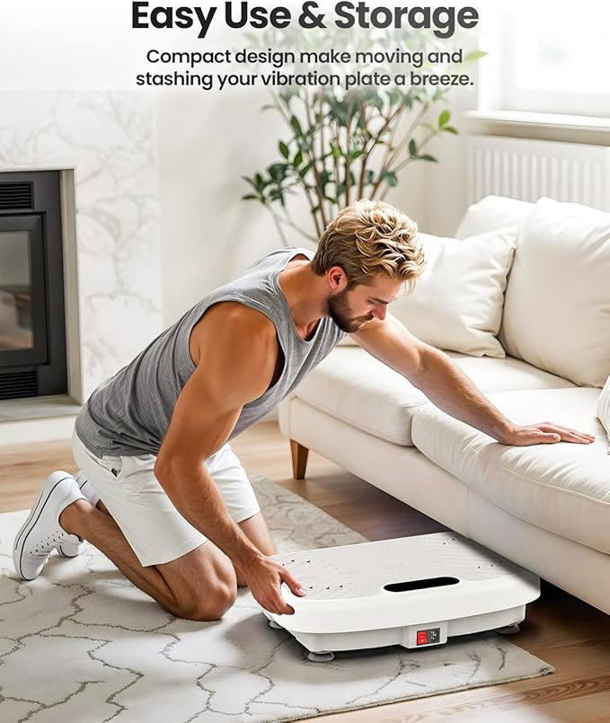 Vibration Plate Exercise Machine, Vibration Plate Platform for Lymphatic Drainage, 200 Adjustable Speeds Power Shaping Vibrating Plate Helps Weight Loss, Shaping, Max Weight 450 Lbs-Ruum Studio Home