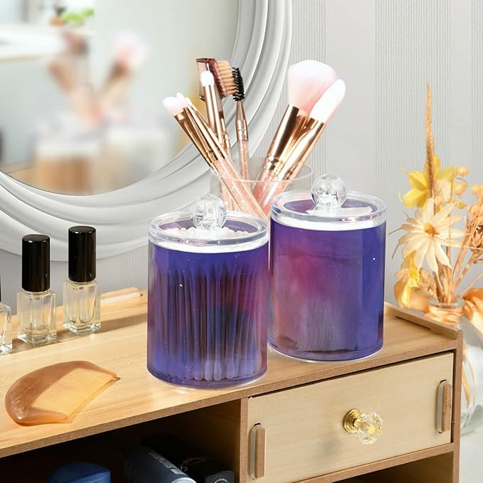 Galaxy Purple 2PCS Airtight Transparent Glass Storage Jar, Food Storage Container Glass, Can Store Candy, Salt, Coffee Beans, With lid, Easy To Use…-Ruum Studio Home