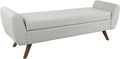 HomePop Modern Storage Bench with Wood Legs Home Décor|Bench with Storage for Living Room & Bedroom - Light Gray Woven-Ruum Studio Home