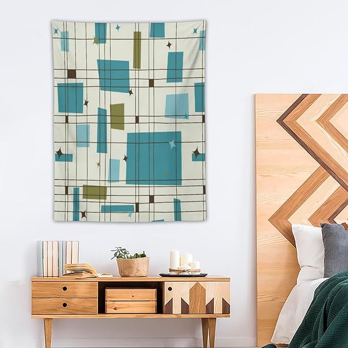 ICMOLYYENLO Boho Medieval Cat Tapestry, Abstract Atomic Starburst Geometric Aesthetic Art Wall Hanging For Bedroom Living Room Dormitory 60x60 Inches-Ruum Studio Home