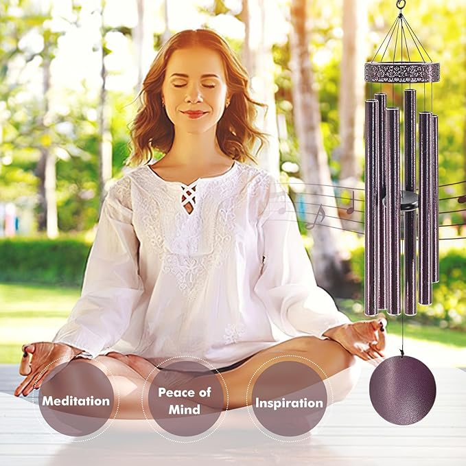 ASTARIN 48'' Large Wind Chimes - 6 Heavy Tubes, Memorial Outdoor Chimes for Garden Decor, Sympathy Gifts, Bronze-Ruum Studio Home