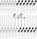 Alata Cube 65-Piece Forged Stainless Steel Flatware Set Cutlery Set with Utensil-Serving Set, Silverware Set Service for 12, Mirror Finish, Dishwasher Safe-Ruum Studio Home