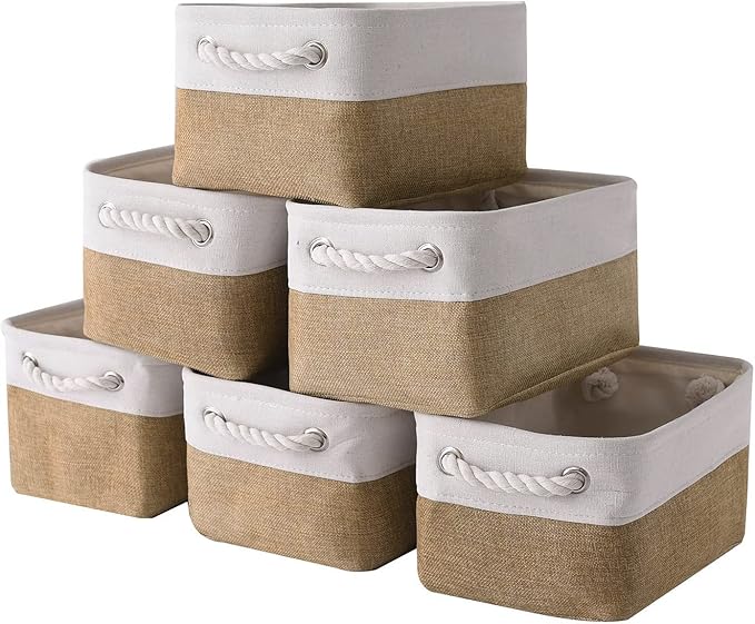 Small Baskets for Organizing, [6 PCS] Collapsible Storage Baskets for Shelves, Storage Bins Boxes Cubes for Clothes Books-Ruum Studio Home
