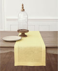 Solino Home Linen Table Runner 90 Inches Long - Classic Hemstitch 100% Pure Linen Yellow Dining Table Runner 14 x 90 Inch-Ruum Studio Home