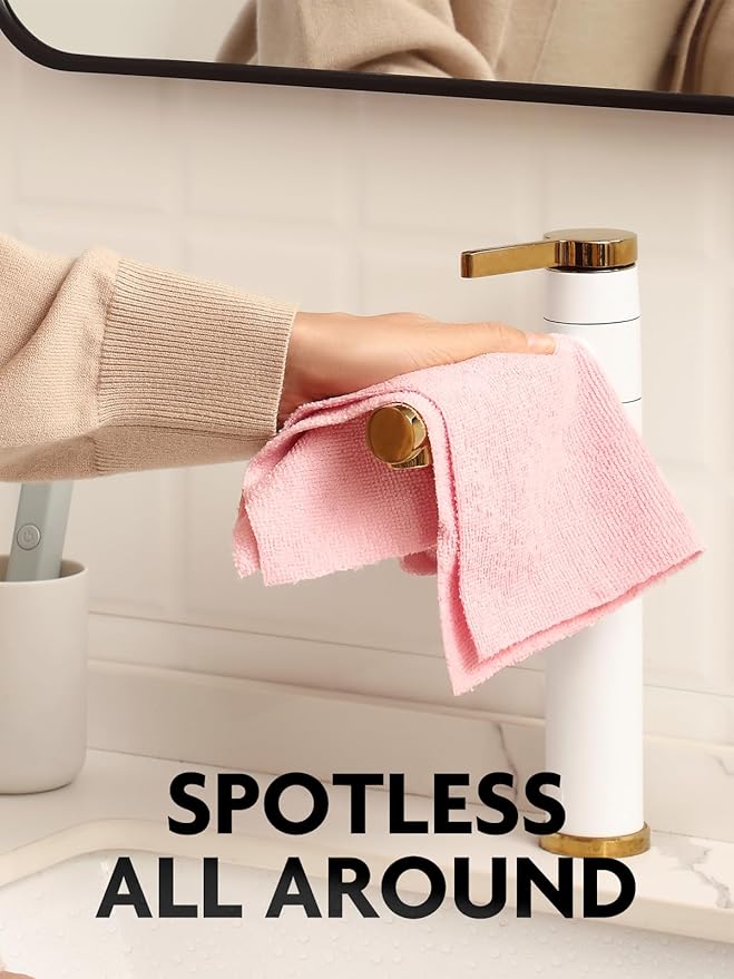 Fantasticlean Microfiber Cleaning Cloth Roll -150 Sheets, Tear Away Microfiber Towels, 12" x 12", Reusable Washable, Ultra Absorbent Dish Rags for Car, Home, Garage or Shop (2 Rolls of Pink)-Ruum Studio Home