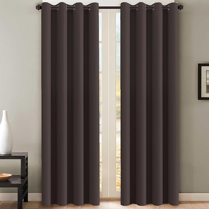 H.VERSAILTEX Thermal Insulated Blackout Curtains for Living Room 108 Inches Long, Window Treatment Grommet Top Extra Long Panels/Drapes for Bedroom (52-inch by 108-inch, Chocolate Brown, Set of 2)-Ruum Studio Home