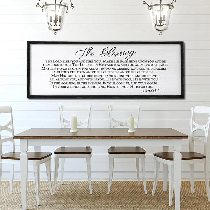 The Blessing Christian Song Lyrics Wall Decor Art 24"X10" Quote Christian Bible Verse Religious Scripture Wall Sign (Black)-Ruum Studio Home